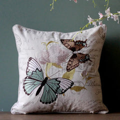 45x45cm Throw Pillows Cotton Linen Flower Embroidery Pillowcase Cover Sofa Car Cushion with Core Home Decor for Living Room