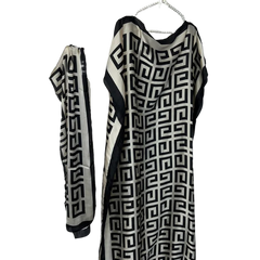 Stylish Loose Kaftan Dress with Scarf - WINI