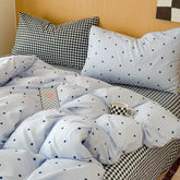 Ins Simple Blue Dot Bedding Sets 2025 New Girls Bed Sheet Set Four Piece With Pillowcases Dormitory Quilt Set No Filling
