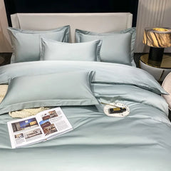 200S Count Long Staple Cotton Solid Color 100% Cotton Duvet Cover Quilt Single Pillowcase Sheet Fitted Bedding Set Queen King