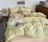 Gray Duvet Cover Set with 2pcs Pillowcase Soft Washed Cotton Comforter Quilt Cover Pillow Case Double Queen King Size