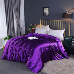 Duvet Cover Luxury Satin Single Double Queen Size Quilt Cover Home Comfortable Solid Color Zipper Bedding Cover