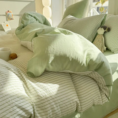 New Stripe Series Quilt Cover Skin Friendly 4-piece Bedding Set Pillow Case with Bed Sheet Four General 150x200 200x230