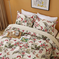 100% Cotton Birds And Flowers Quilt 3pcs Embroidered Quilted Quilt Pillowcase Free Shipping