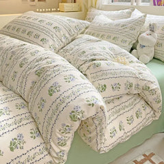 Ins Bedding Set Refreshing New Blue Wind CHIME Four PIECE Set On Bed Washing Cotton Bed Sheet Bed Sheet Dormitory 3pcs