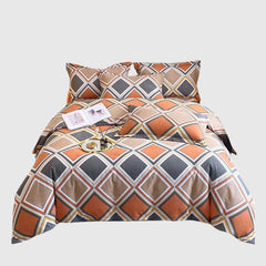 4pcs Autumn and Winter Thickening Soft Bedroom Bedding Set Home Textile Geometric Pattern Sheet Quilt Cover Pillowcase