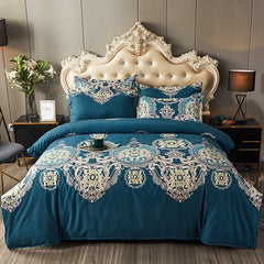 4pcs Set Winter Soft Nordic Double Bed Bedding Set Luxury Jacquard Non-irritating Sheet Quilt Cover Pillowcase 200x230cm