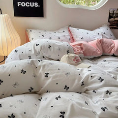 A-Class Maternal and Infant Super Soft Wrinkle Yarn Water Washed Cotton Four piece Set Bubble Cotton Quilt Set Bed Sheet