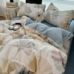 Duvet Cover Set A-class Ultra Soft Jacquard Double-layer Yarn Washed Cotton Bedding Set Floral Bed Sheet