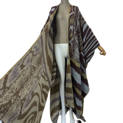 Cozy Retro Print Maxi Cardigan - WINI