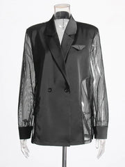 Thin Spliced Mesh Blazer