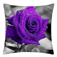 45x45cm Red Rose Flower Cushion Cover Home Wedding Decoration Sofa Bed Lumbar Pillowcase Polyester Red Rose Print Pillow Case