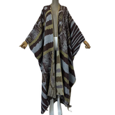 Cozy Retro Print Maxi Cardigan - WINI