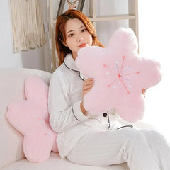 45cm New Pink Sakura Plush Pillow Kawaii Flowers Plush Pillow Mat Lifelike Soft Cherry Blossom Cushion Plushie Props