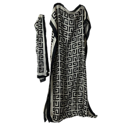 Stylish Loose Kaftan Dress with Scarf - WINI