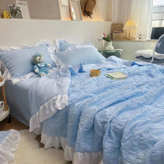 Korean Style Princess Summer Quilt Cool Chiffon Seersucker Air-conditioned Quilt Bed sheet Summer Blanket Comforter Duvet