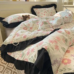 Hepburn French Style Bedding Set For adults kids Brown pink Flat fitted Sheet set With Pillowcases Colorful King Queen Full size