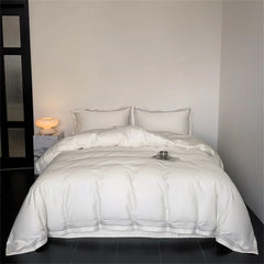 1200TC Embroidered Egyptian Cotton Bedding Set 4pcs King Queen Size Solid Sheet Duvet Cover Pillowcase Bed Linens