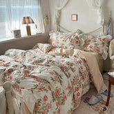 100% Cotton French pastoral style Bedding Set Soft Duvet Cover Bedclothes Bedspread Pillowcases Flat Sheets Comforter Sets
