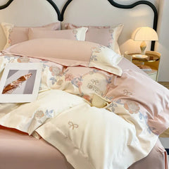 4pcs/set Grade Class A 200s Long-staple Pure Cotton High-grade 100% Cotton Embroidery Quilt Cover Pillowcases and Bedding Set