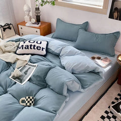 Nordic Princess Purple Bedding Set Girls Boys Single Double Size Flat Sheet Duvet Cover Pillowcase Bed Linens Home Textile