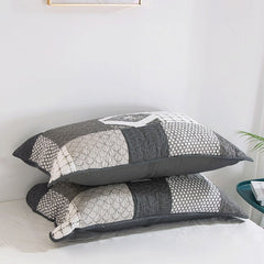 100% Cotton Simple gray Plain Weave 3pcs Printed Quilted Quilt Pillowcase Free Shipping