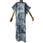 Denim Patchwork Print Kaftan Dress - WINI