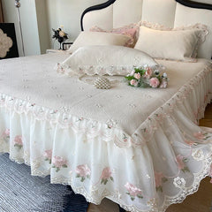 2025 Summer Cool Bed Skirt Sheet Princess Bed Skirt Mattress Ruffled Lace Bedsheet Not Stuffy With Pillowcases Twin Queen Size