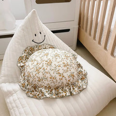 INS Round Ruffle Edge Floral Throw Pillow Stuffed Cushion Girl Heart Sweet Princess Cotton Home Bed Sofa Decor Cushion Headrest