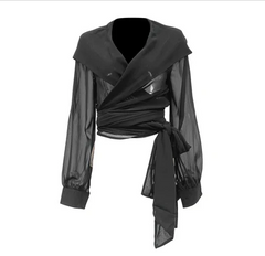 Solid Sheer Mesh Hooded Top