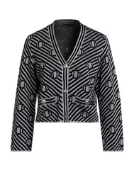 Retro Clover Jacquard Striped V-Neck Knitted Cardigan + Skirt Set