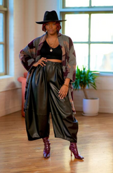 Vegan Leather Wide-Leg Pants