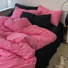 Nordic Princess Pink Bedding Set Girls Boys Single Double Size Flat Sheet Duvet Cover Pillowcase Bed Linens Home Textile