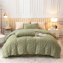 Milk Velvet Bedding Set Jacquard Tafu Velvet Thicken Winter Warm Four Piece Sets Quilt Cover Bed Linen Pillowcase Bedroom Decor
