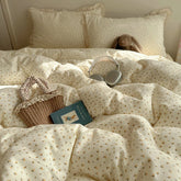 Ins Bedding Set Princess Floral Lace Simple 4pcs Bedding for Girls Woman Quilt Cover Sheet And Pillowcase Spring Home Textiles