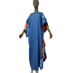 Chic Ruffled Denim Kaftan Dress - WINI