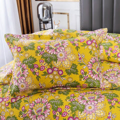 Single Double Bed Cotton Botanical Flower 3pcs Printed Quilted Quilt Pillowcase Free Shipping len?ol de cama casal ?????