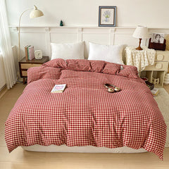 2025 New All-cotton Washed Cotton Single Quilt Set Printed Plaid Duvet Cover 150x200 220x240 Skin Friendly Bedding