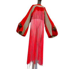 Vibrant Knitted Tassel Kaftan Dress - WINI