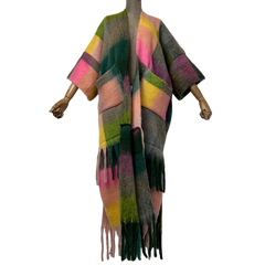 Stylish Plaid Poncho Cardigan - WINI
