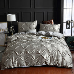 Rayon Pinch Pleated King Size Duvet Cover Set Luxury Full Twin Bedding Set Queen Pleat Single Double Bedding Sets Satin Bed Sets