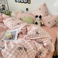 Ins Nordic Duvet Cover Set Summer New Twin Queen Size Kids Adult Flat Sheet Pillowcase No Filler Fashion Bed Linens