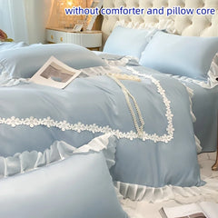 3pcs Lace Duvet Cover Set (1*Duvet Cover + 2*Pillowcase, Without Core),lace Bedding Set,for girls Bedroom gest room