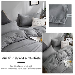 100% Cotton Bedding Set,Twin Size Duvet Cover 200x200,Skin Friendly Breathable,2 Pillowcase,No Bed Sheet,Solid Color