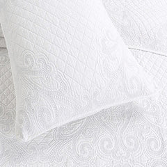 Double Cover Embroidered Pure White 3 Piece Quilted Quilt Pillowcase Free Shipping len?ol de cama casal