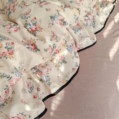 Korean Style Floral Ruffles Knitted Double Yarn Bedding Set Double King Queen Size Duvet Cover Flat/Fitted Bed Sheet Pillowcases