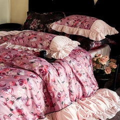 100% Cotton! Floral Bedding Set Romantic For Women Duvet Cover Set 4pcs Bedding for Winter Bed Sheet Pillowcases Home Textiles