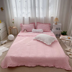 4 New Korean Chiffon Summer Quilt Three Piece Set Air-condition Quilt Kids Adult Quilts Polyester Washable Home Use