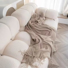 Blankets Nordic Style Hanging Tassels Solid Color Blankets Homestay Knitted Blankets Brown Coffee Sofa Minimalist Design