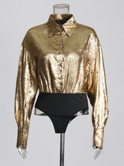 Hot Stamping High Waist Patchwork Top